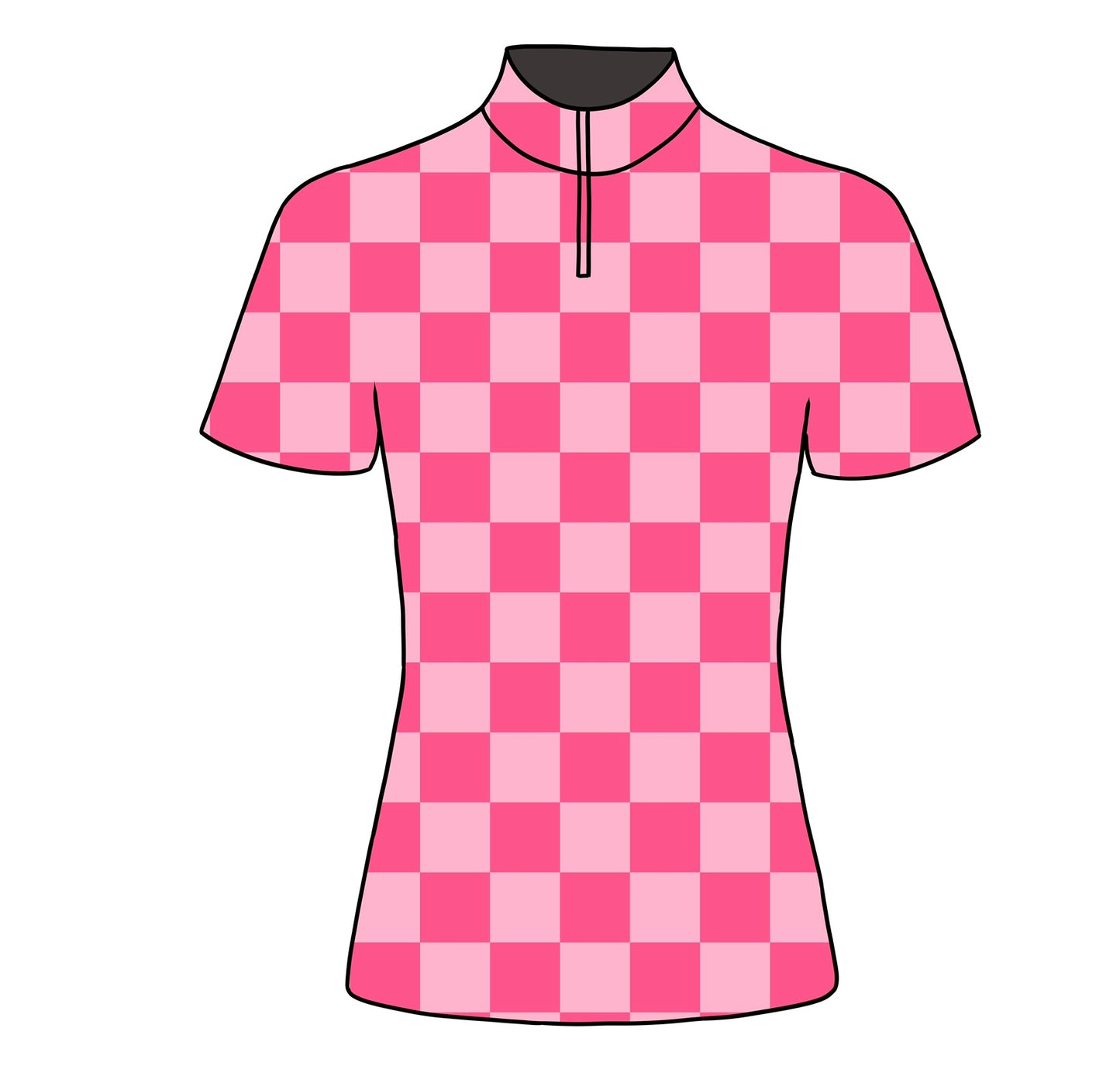 PREORDER pink/pink checker short sleeve quarter zip