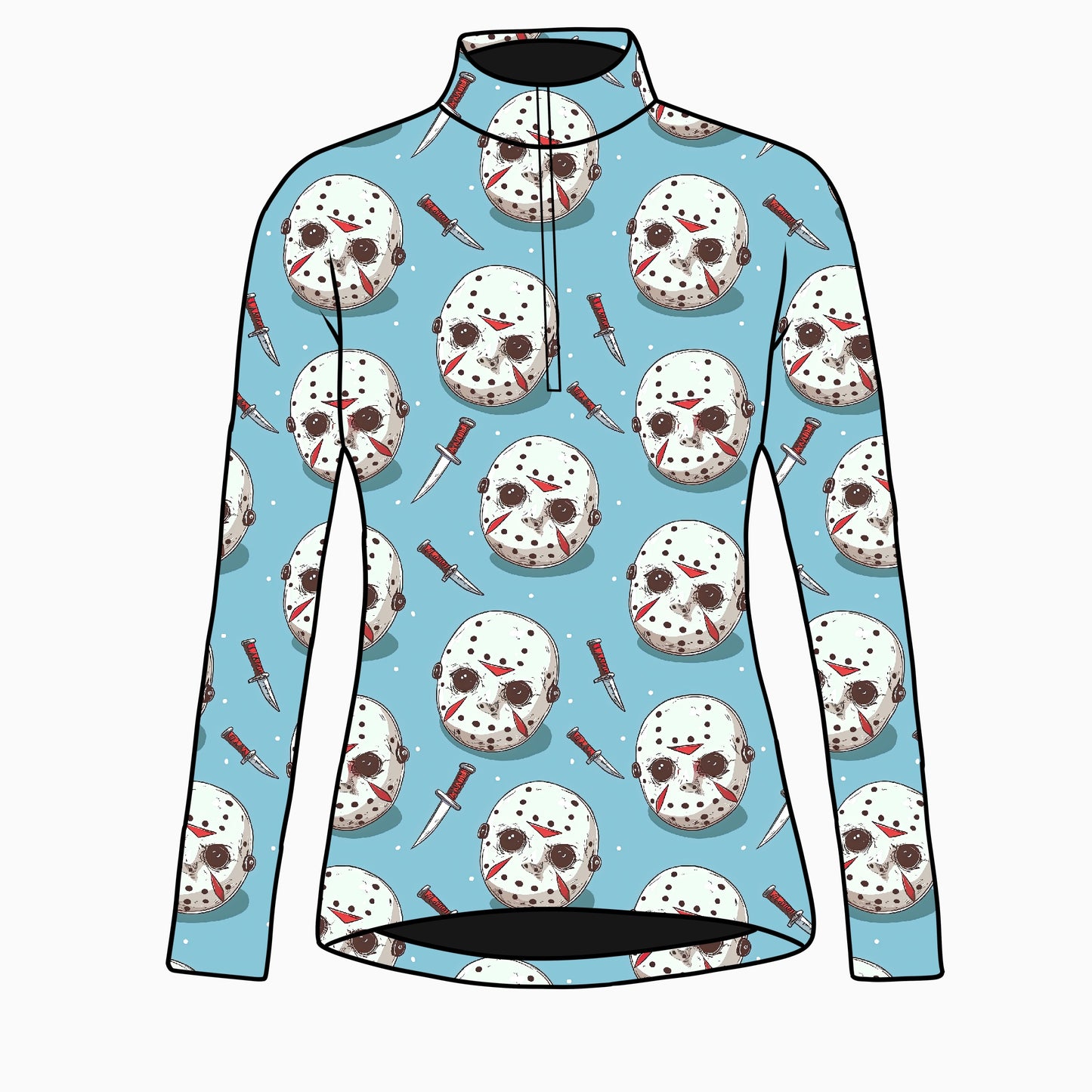 PREORDER Halloween mask long sleeve quarter zip