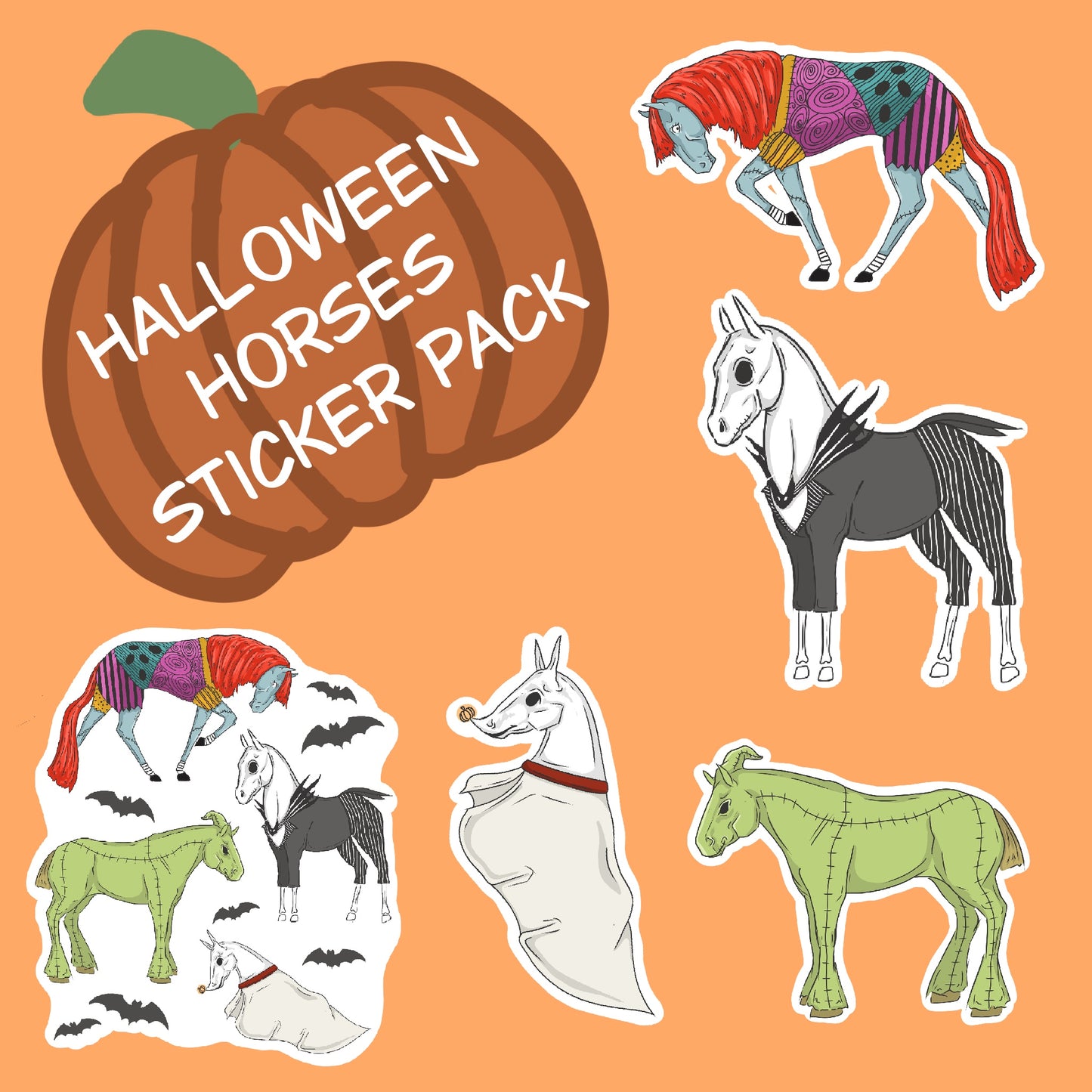 Halloween horse sticker pack