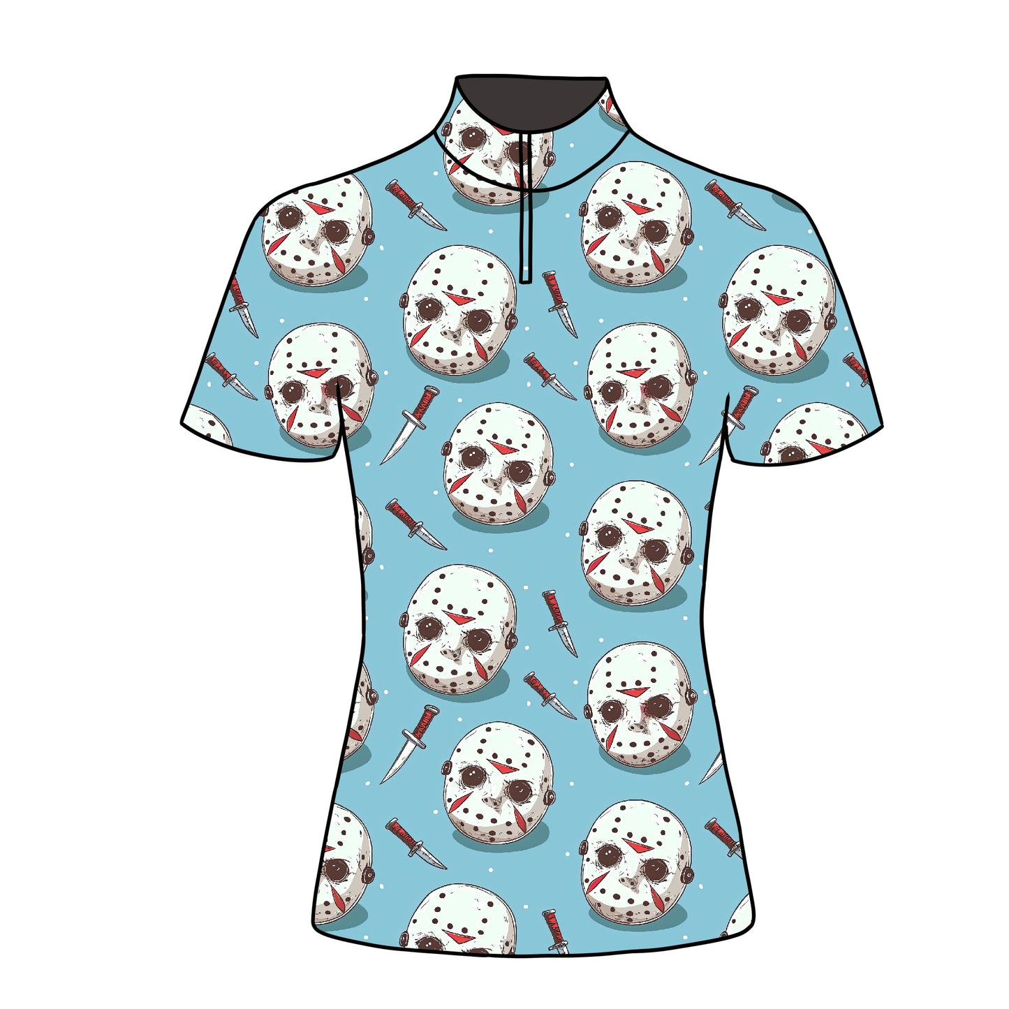 PREORDER Halloween mask short sleeve quarter zip