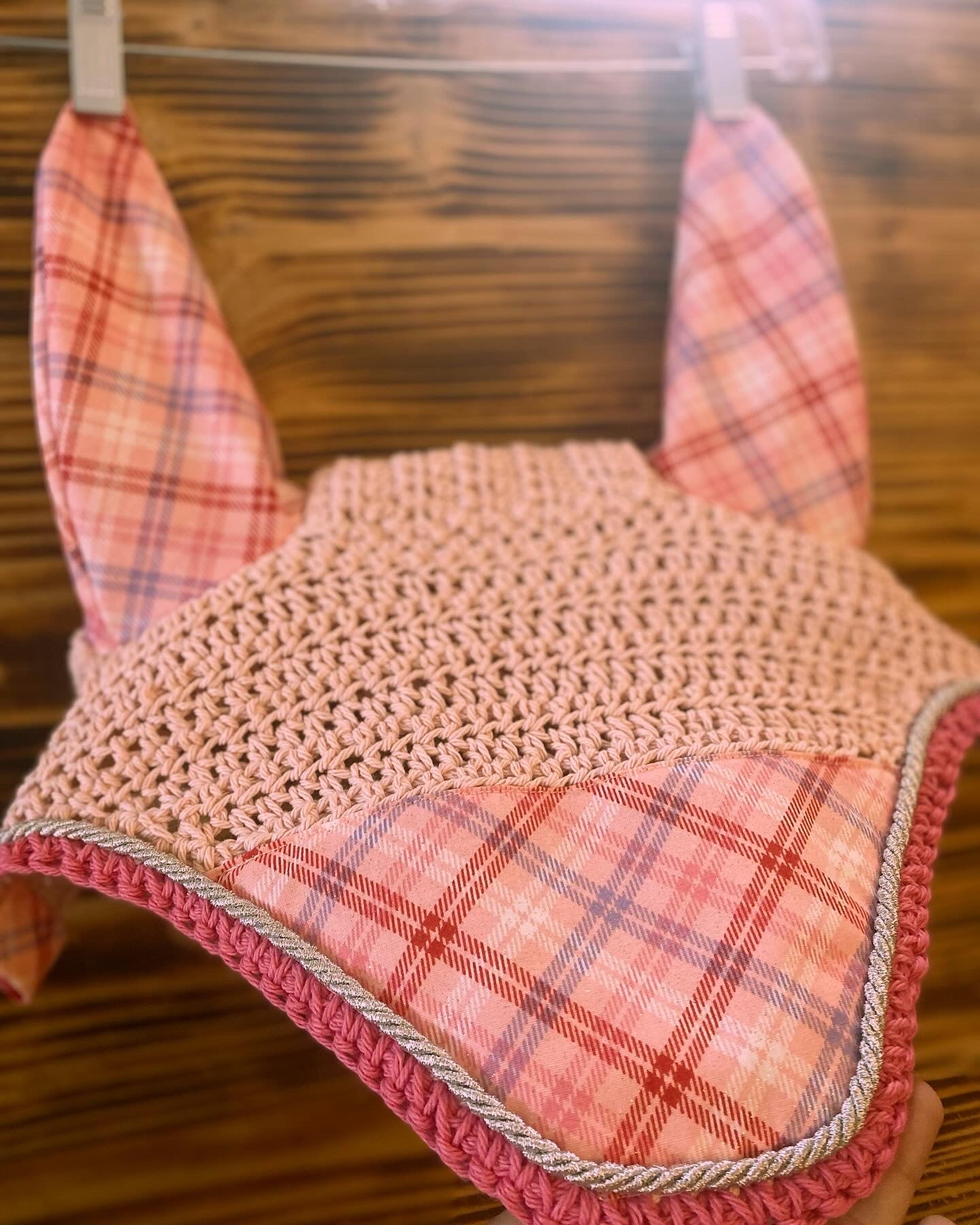 Pink plaid fly bonnet