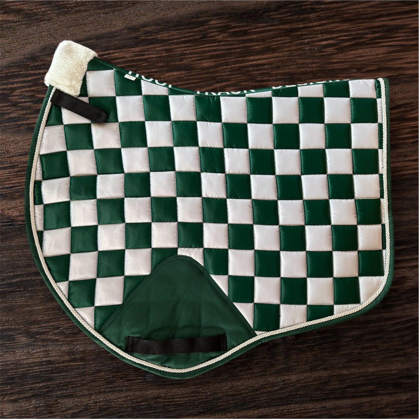 Dark green checker jump cut saddle pad