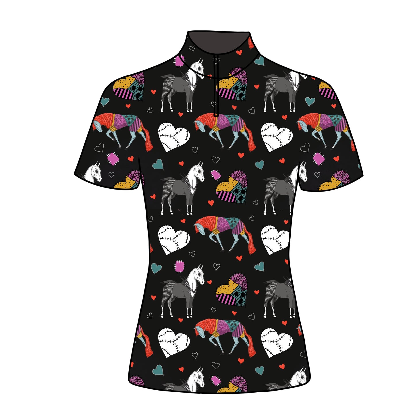 PREORDER Halloween horses short sleeve quarter zip