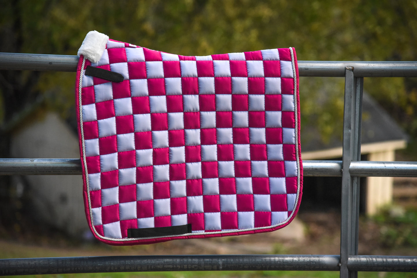 Pink/white checker dressage pad
