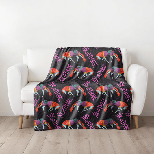 Nightmare horse fleece throw blanket